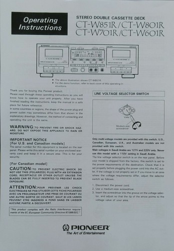 Pioneer w851r w801r - -,