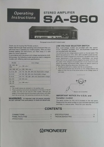Pioneer 960 amplificatore - sa-960,